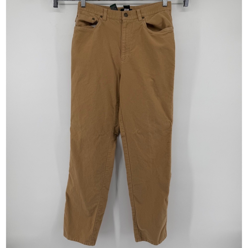 Lauren Ralph Lauren Pants Womens 10 Tan Straight Leg High Rise Fine Corduroy